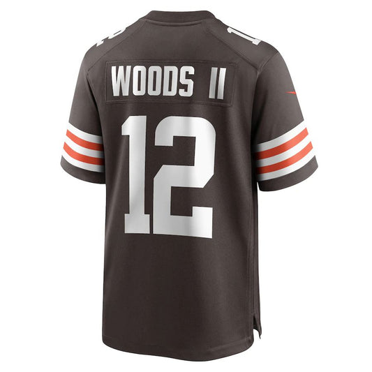 C.Browns #12 Michael Woods II Brown Game Player Jersey Stitched American Football Jerseys - Main View