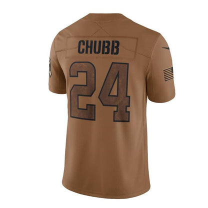 C.Browns #24 Nick Chubb Brown 2023 Salute To Service Limited Jersey Stitched American Football Jerseys - Main View