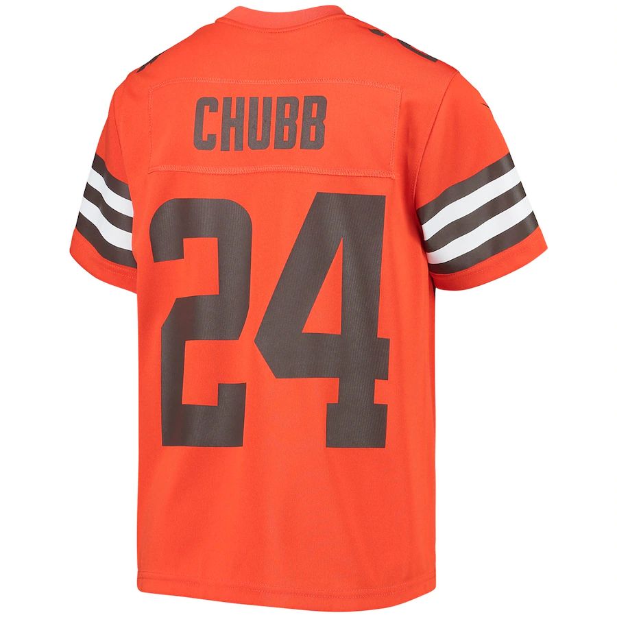 C.Browns #24 Nick Chubb Orange Inverted Team Game Jersey Stitched American Football Jerseys - Main View