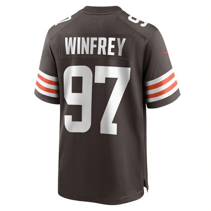 C.Browns #97 Perrion Winfrey Brown Game Player Jersey Stitched American Football Jerseys - Main View