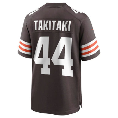 C.Browns #44 Sione Takitaki Brown Game Jersey Stitched American Football Jerseys - Main View
