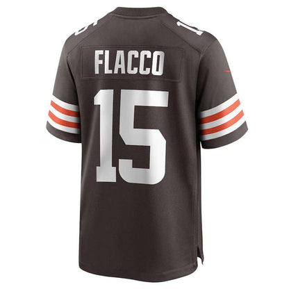 C.Browns #15 Joe Flacco Brown Game Jersey Stitched American Football Jerseys - Main View