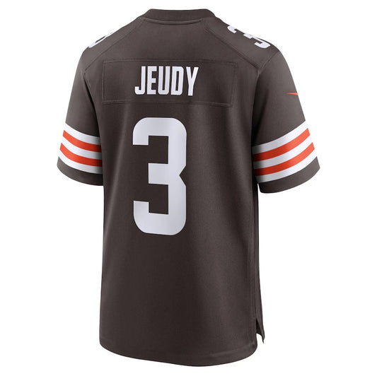 C.Browns #3 Jerry Jeudy Game Jersey - Brown American Football Jerseys - Main View