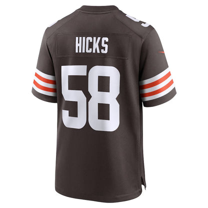 C.Browns #58 Jordan Hicks Game Jersey - Brown American Football Jerseys - Main View