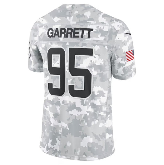 C.Browns #95 Myles Garrett Arctic Camo 2024 Salute to Service Limited Stitched American Football Jerseys - Main View