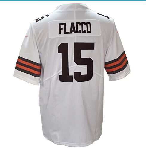 C.Browns #15 Joe Flacco White Game Jersey Stitched American Football Jerseys - Main View