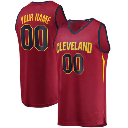 Custom C.Cavaliers Fanatics Branded 2018  Finals Bound Fast Break Replica Jersey Maroon Icon Edition Wine American Stitched Basketball Jersey - Main View