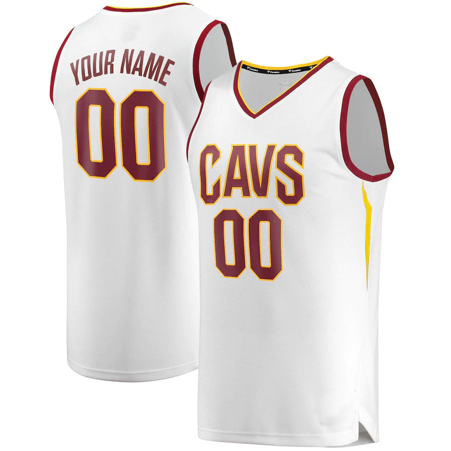 Custom C.Cavaliers Fanatics Branded Fast Break Replica Jersey White Association Edition American Stitched Basketball Jersey - Main View