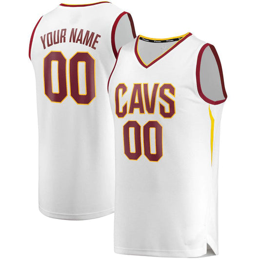 Custom C.Cavaliers Fanatics Branded Fast Break Replica Jersey White Association Edition American Stitched Basketball Jersey - Main View