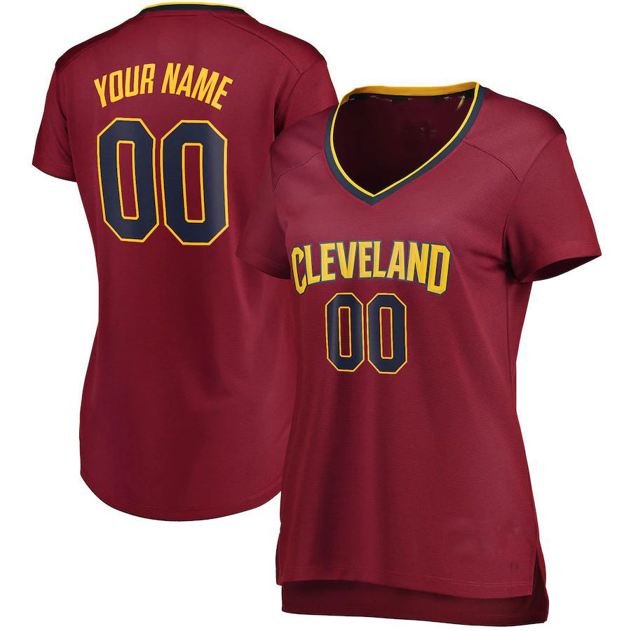 Custom C.Cavaliers Fanatics Branded Fast Break Icon Edition Wine American Stitched Basketball Jersey - Main View