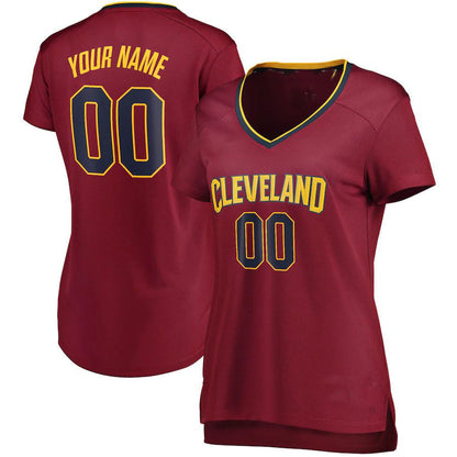 Custom C.Cavaliers Fanatics Branded Fast Break Icon Edition Wine American Stitched Basketball Jersey - Main View