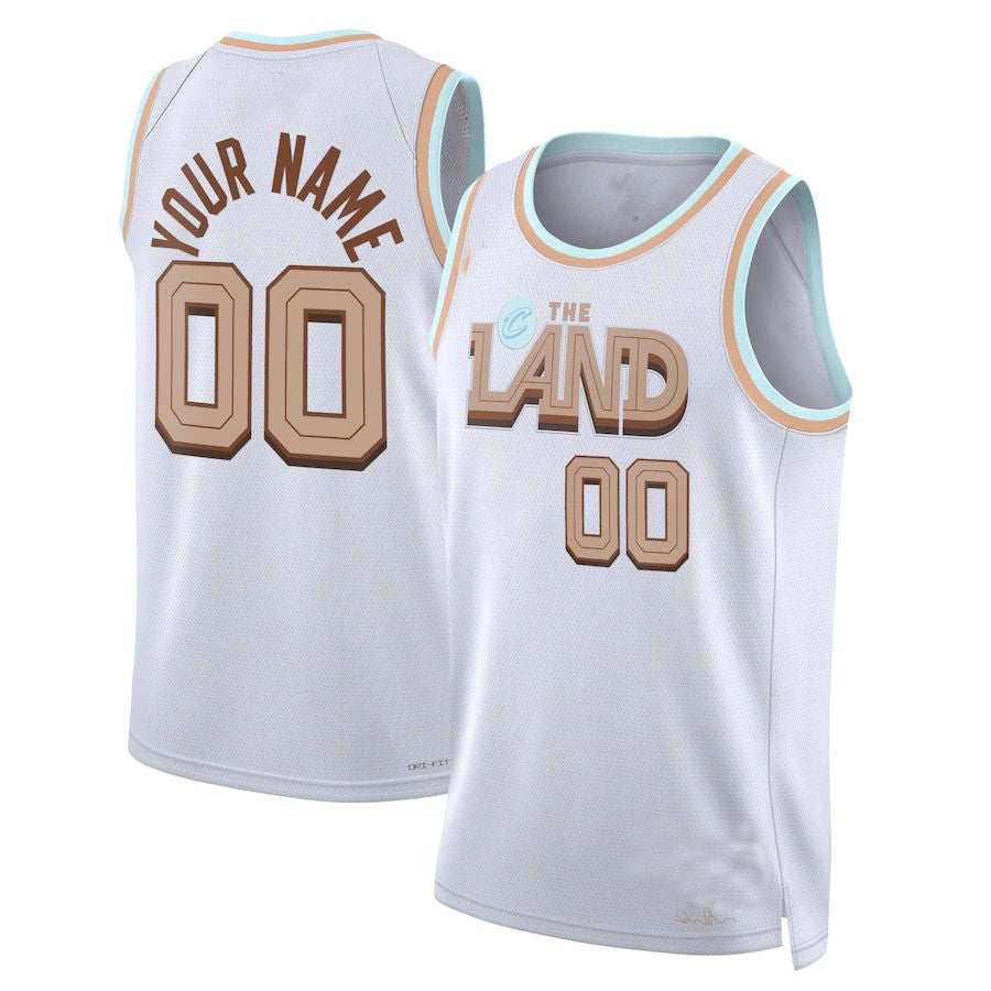 Custom C.Cavaliers Unisex 2022-23 Swingman Jersey City Edition White American Stitched Basketball Jersey - Main View