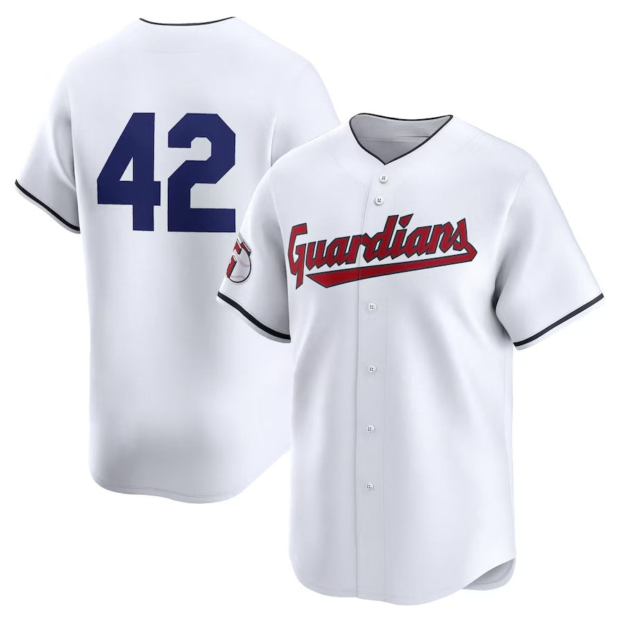 Cleveland Guardians 2024 #42 Jackie Robinson Day Home Limited Jersey – White Stitches Baseball Jerseys - Main View