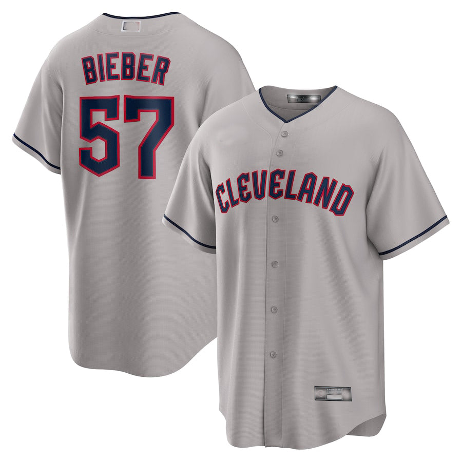 Cleveland Guardians #57 Shane Bieber Gray Road Replica Player Jersey Baseball Jerseys - Main View