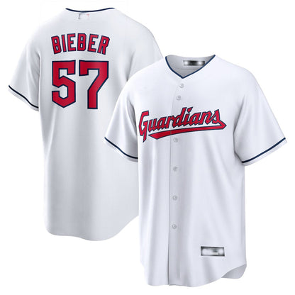 Cleveland Guardians #57 Shane Bieber White Replica Player Jersey Baseball Jerseys - Main View