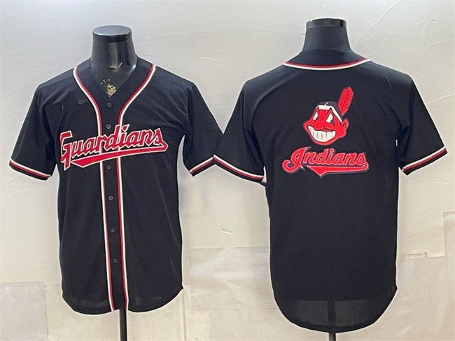 Cleveland Guardians Team Big Logo 2026 Fashion Replica Black Out Stitched Jersey - Main View