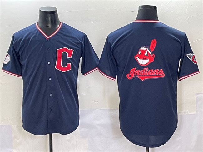Cleveland Guardians Team Big Logo Navy 2025 Alternate Limited Stitched Baseball Jersey - Main View