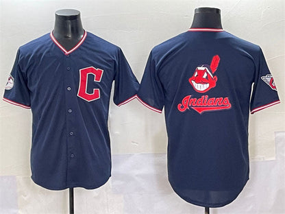 Cleveland Guardians Team Big Logo Navy 2025 Alternate Limited Stitched Baseball Jersey - Main View
