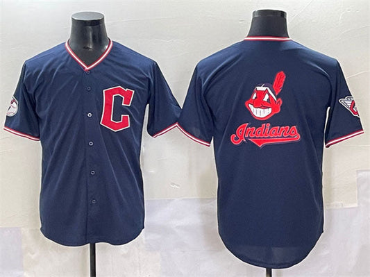 Cleveland Guardians Team Big Logo Navy 2025 Alternate Limited Stitched Baseball Jersey - Main View