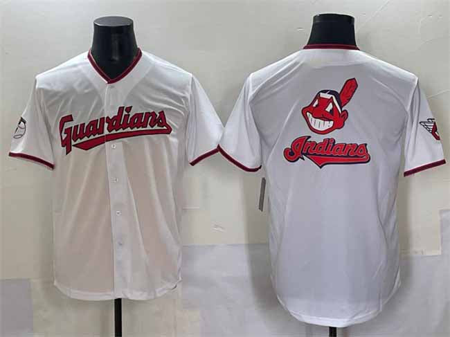 Cleveland Guardians Team Big Logo White Home Limited Stitched Baseball Jersey - Main View