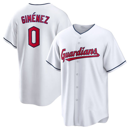 Cleveland Guardians #0 Andrés Giménez Home Replica Player Jersey - White Stitched Baseball Jersey - Main View