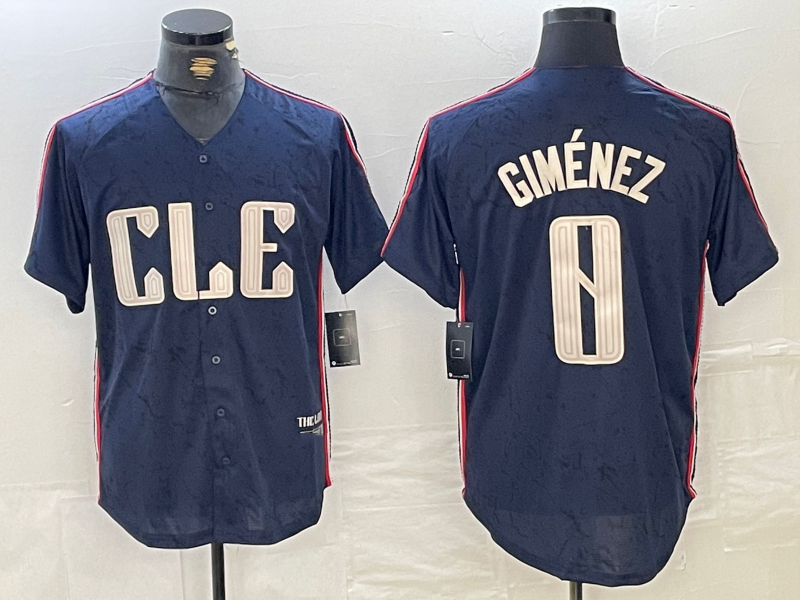 Cleveland Guardians #0 Andres Gimenez Navy 2024 City Connect Limited Stitched Baseball Jerseys - Main View