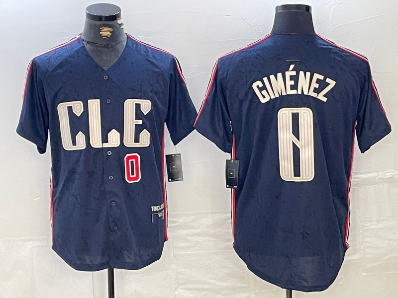 Cleveland Guardians #0 Andres Gimenez Navy 2024 City Connect Limited Stitched Baseball Jerseys - Main View