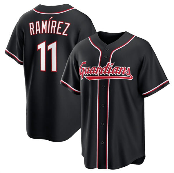 Cleveland Guardians #11 Jos¨¦ Ram¨ªrez 2026 Black Out Stitched Baseball Jersey - Main View