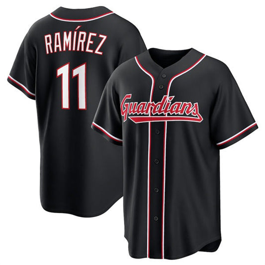 Cleveland Guardians #11 Jos¨¦ Ram¨ªrez 2026 Black Out Stitched Baseball Jersey - Main View