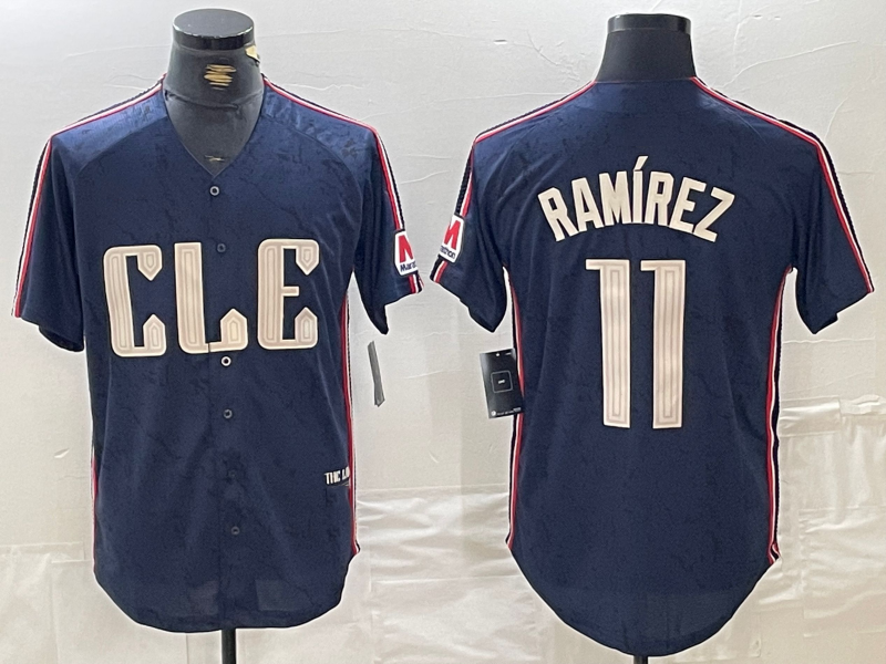 Cleveland Guardians #11 Jose Ramirez Navy 2024 City Connect Limited Stitched Baseball Jerseys - Main View