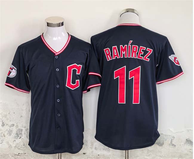 Cleveland Guardians #11 Jose Ramirez Navy Stitched Baseball Jersey - Main View