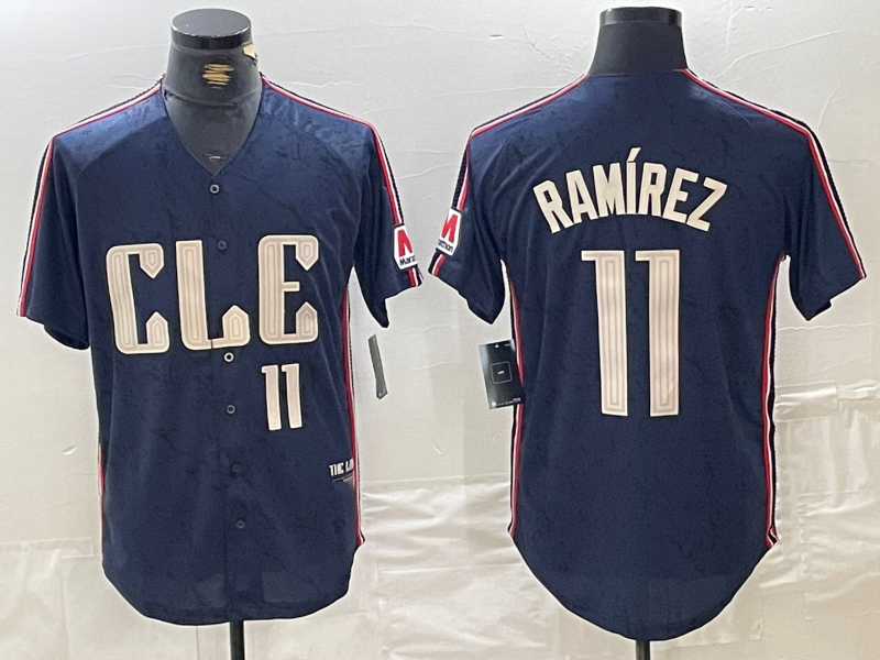 Cleveland Guardians #11 Jose Ramirez Number Navy 2024 City Connect Limited Stitched Baseball Jerseys - Main View