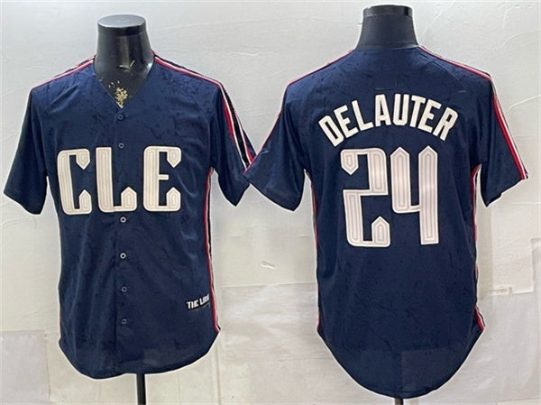 Cleveland Guardians #24 Chase DeLauter Navy 2024 City Connect Limited Stitched Jersey - Main View