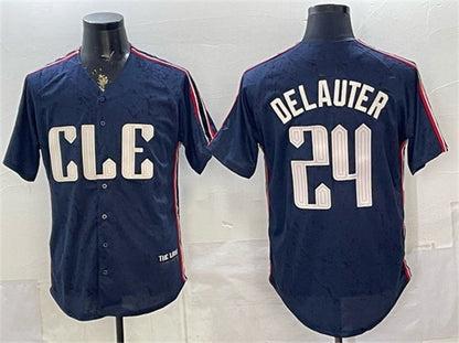 Cleveland Guardians #24 Chase DeLauter Navy 2024 City Connect Limited Stitched Jersey - Main View