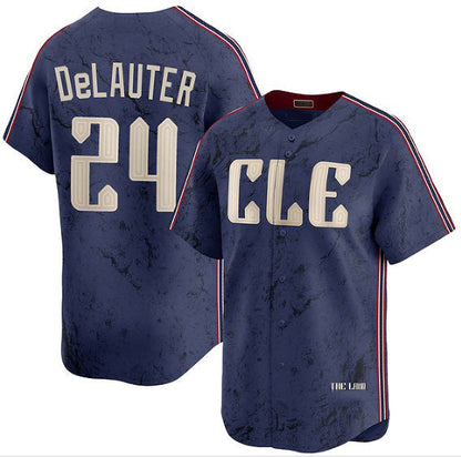 Cleveland Guardians #24 Chase DeLauter Navy 2024 City Connect Limited Stitched Baseball Jersey - Main View