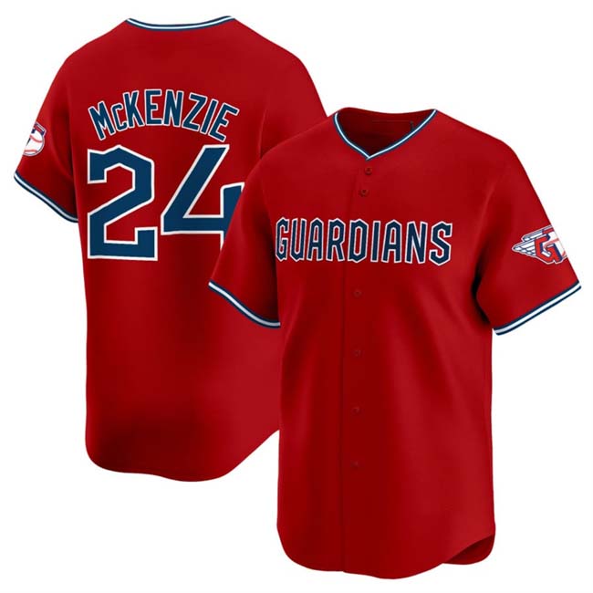 Cleveland Guardians #24 Triston McKenzie Red Alternate Limited Stitched Baseball Jersey - Main View