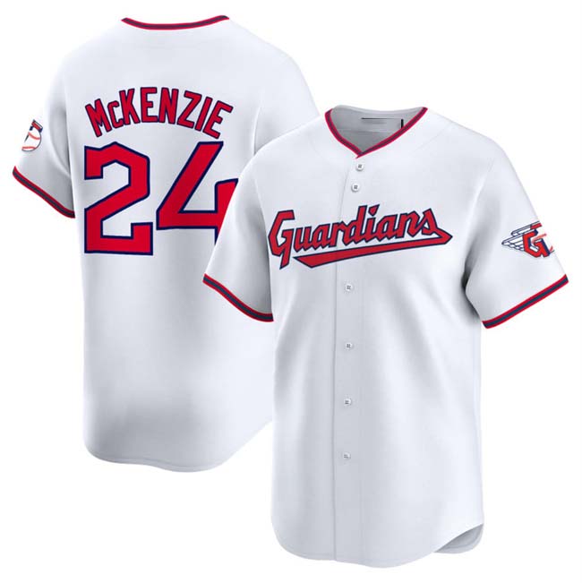 Cleveland Guardians #24 Triston McKenzie White Home Limited Stitched Baseball Jersey - Main View