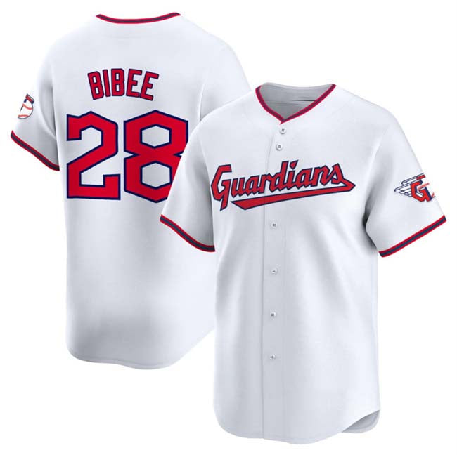 Cleveland Guardians #28 Tanner Bibee White Home Limited Stitched Baseball Jersey - Main View