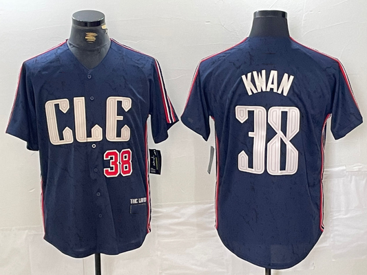 Cleveland Guardians #38 Steven Kwan Number Navy 2024 City Connect Limited Stitched Baseball Jerseys - Main View