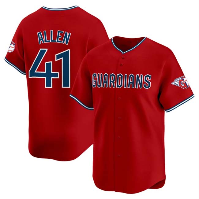 Cleveland Guardians #41 Carlos Santana Red Alternate Limited Stitched Baseball Jersey - Main View