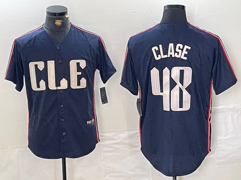 Cleveland Guardians #48 Emmanuel Clase Navy 2024 City Connect Limited Stitched Baseball Jerseys - Main View