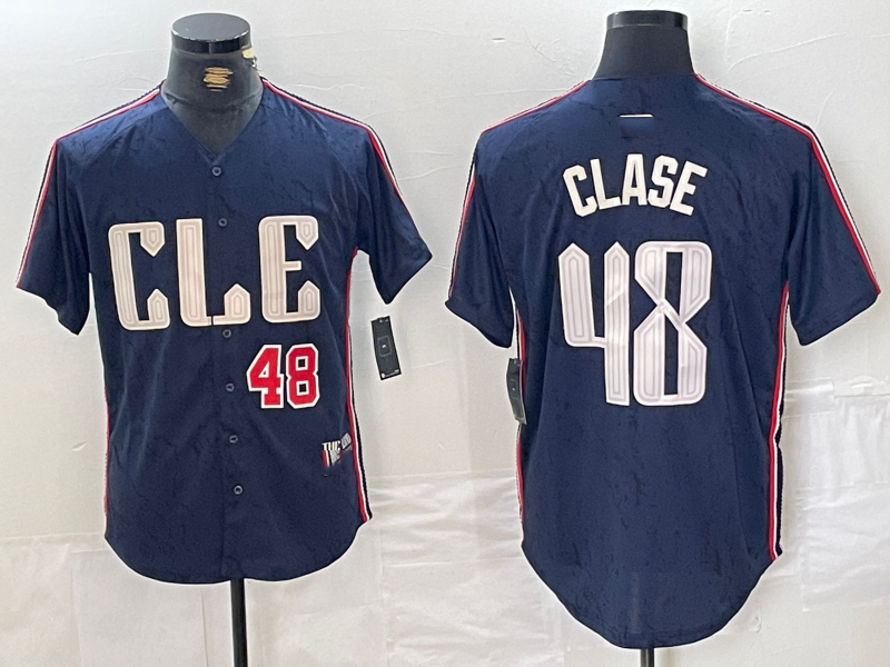 Cleveland Guardians #48 Emmanuel Clase Number Navy 2024 City Connect Limited Stitched Baseball Jerseys - Main View