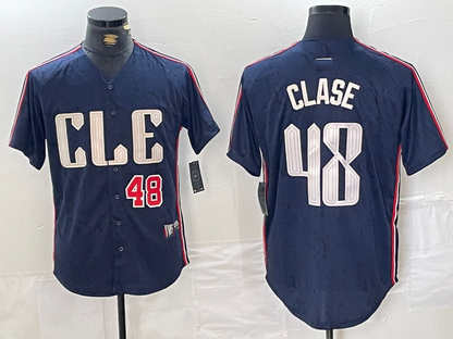 Cleveland Guardians #48 Emmanuel Clase Number Navy 2024 City Connect Limited Stitched Baseball Jerseys - Main View