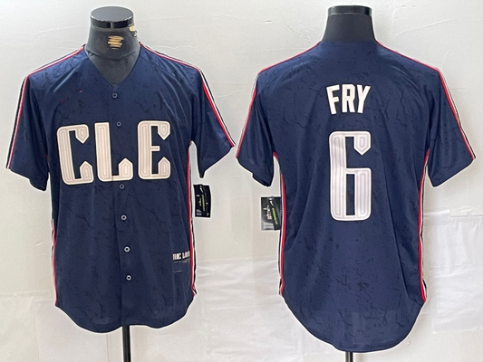 Cleveland Guardians #6 David Fry Navy 2024 City Connect Limited Stitched Baseball Jerseys - Main View
