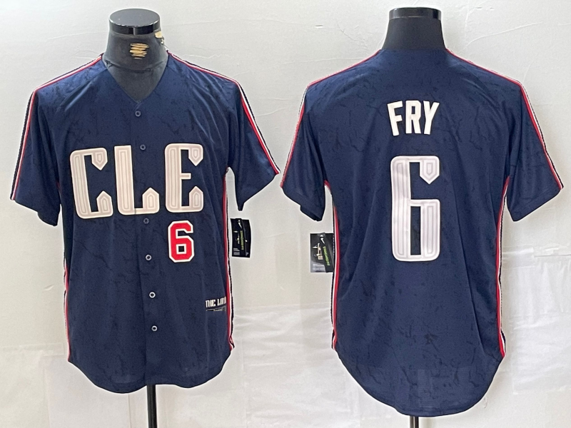 Cleveland Guardians #6 David Fry Number Navy 2024 City Connect Limited Stitched Baseball Jerseys - Main View