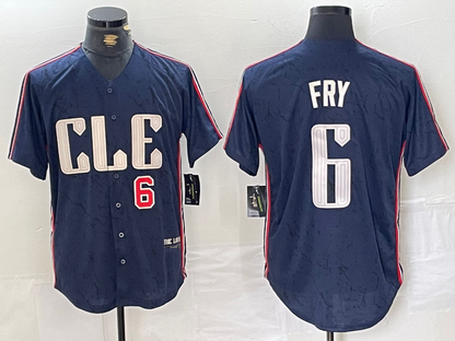 Cleveland Guardians #6 David Fry Number Navy 2024 City Connect Limited Stitched Baseball Jerseys - Main View