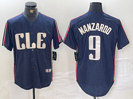 Cleveland Guardians #9 Kyle Manzardo Navy 2024 City Connect Limited Stitched Baseball Jerseys - Main View