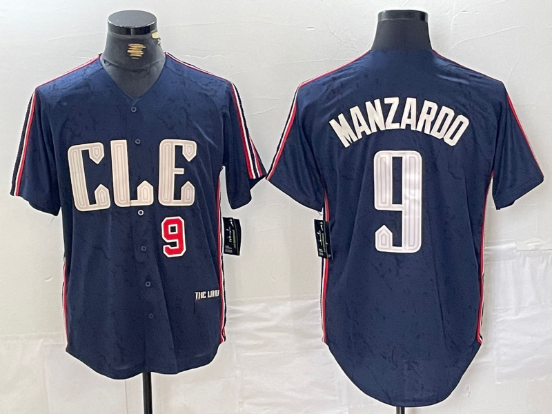 Cleveland Guardians #9 Kyle Manzardo Number Navy 2024 City Connect Limited Stitched Baseball Jerseys - Main View