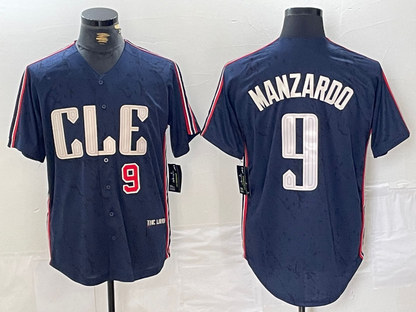 Cleveland Guardians #9 Kyle Manzardo Number Navy 2024 City Connect Limited Stitched Baseball Jerseys - Main View