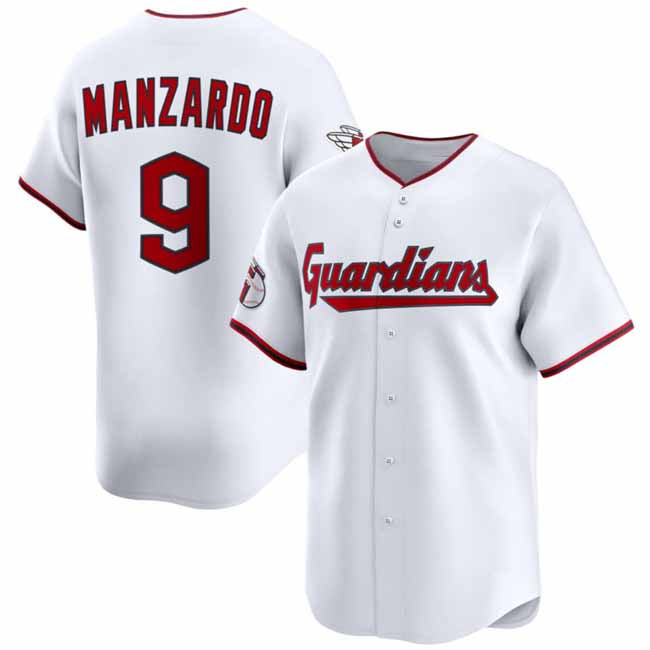 Cleveland Guardians #9 Kyle Manzardo White Home Limited Stitched Baseball Jersey - Main View